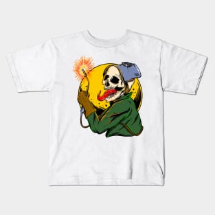 Welder Skull Fire Kids T-Shirt